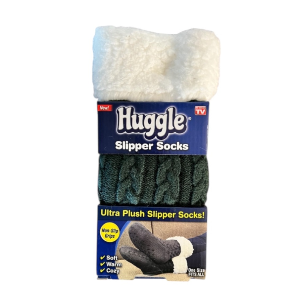 NWT Huggle Ultra Plush Charcoal Gray Slipper Socks : One Size Fits All